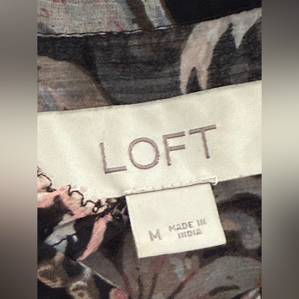 Loft Black Oversized Patterned Long Puff Sleeve D… - image 2